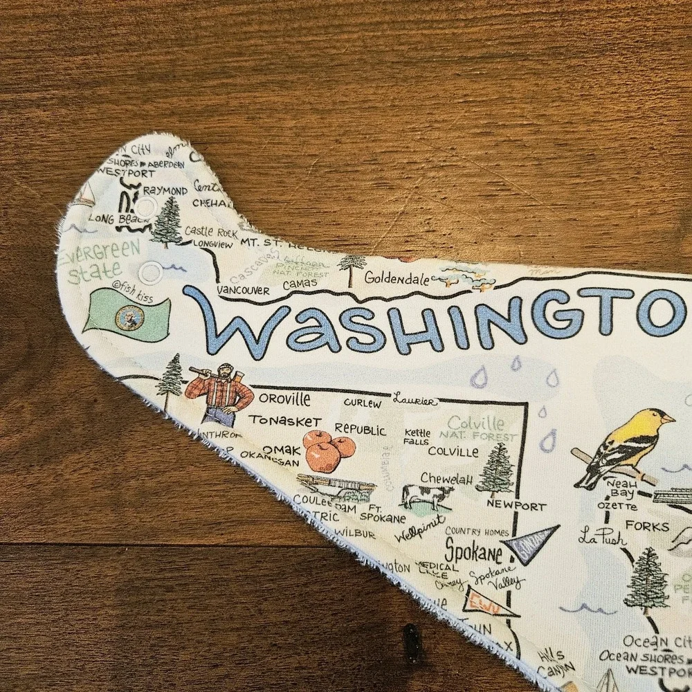 FishKiss State of Washington Bandana Bib Pima Cotton Baby Bib Fish Kiss Brand